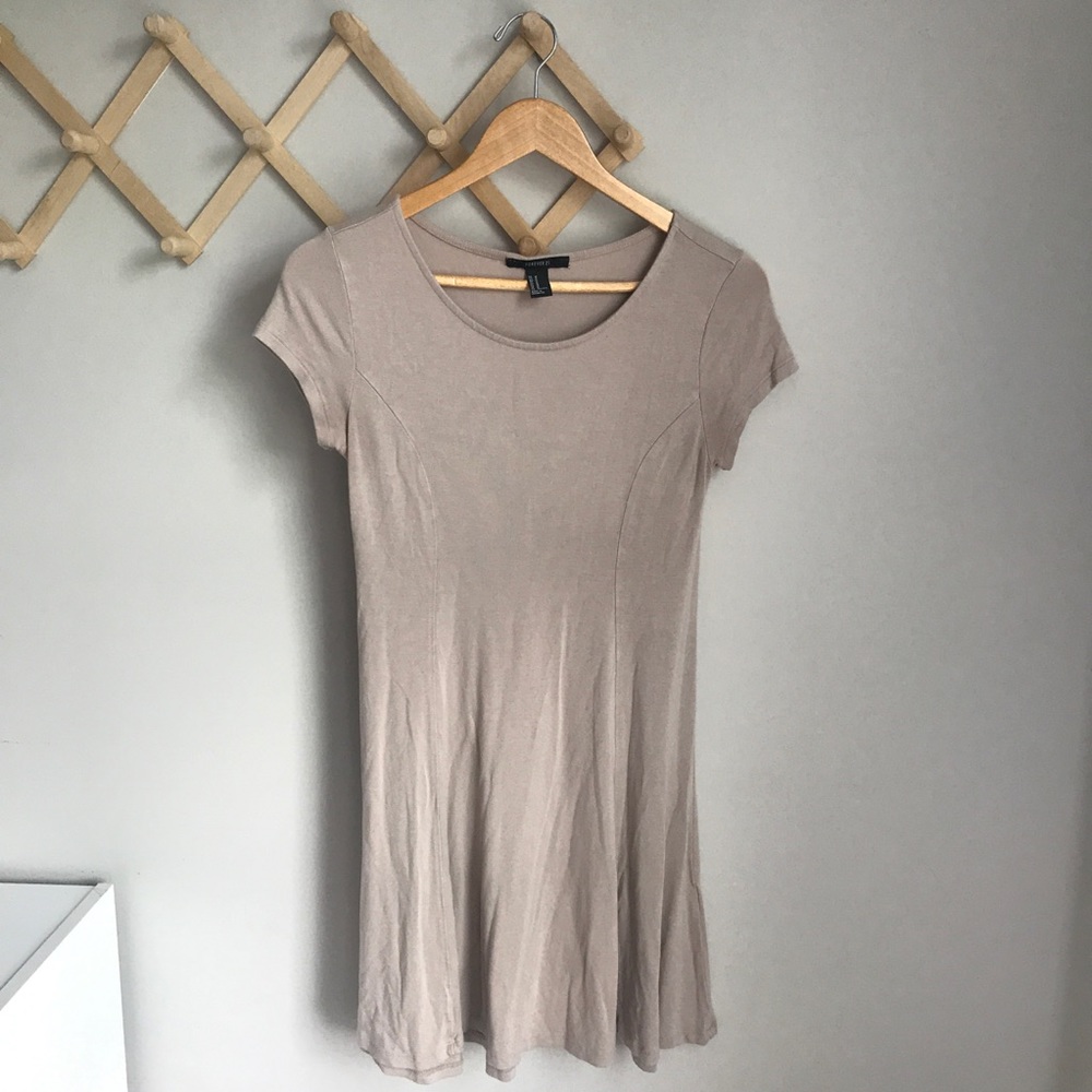 Tan Skater Flair Mini Dress